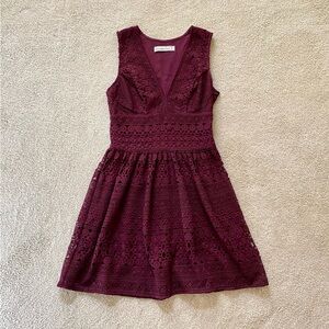 Abercrombie & Fitch Maroon Burgundy Crochet Dress